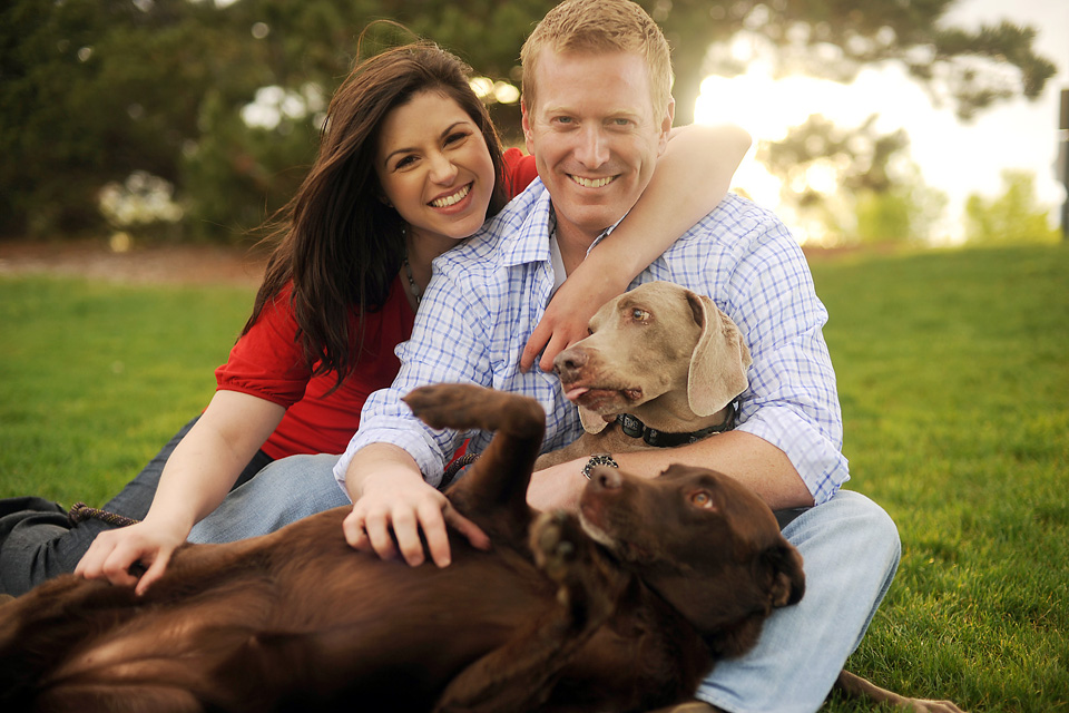 Denver engagement portrait with dogs