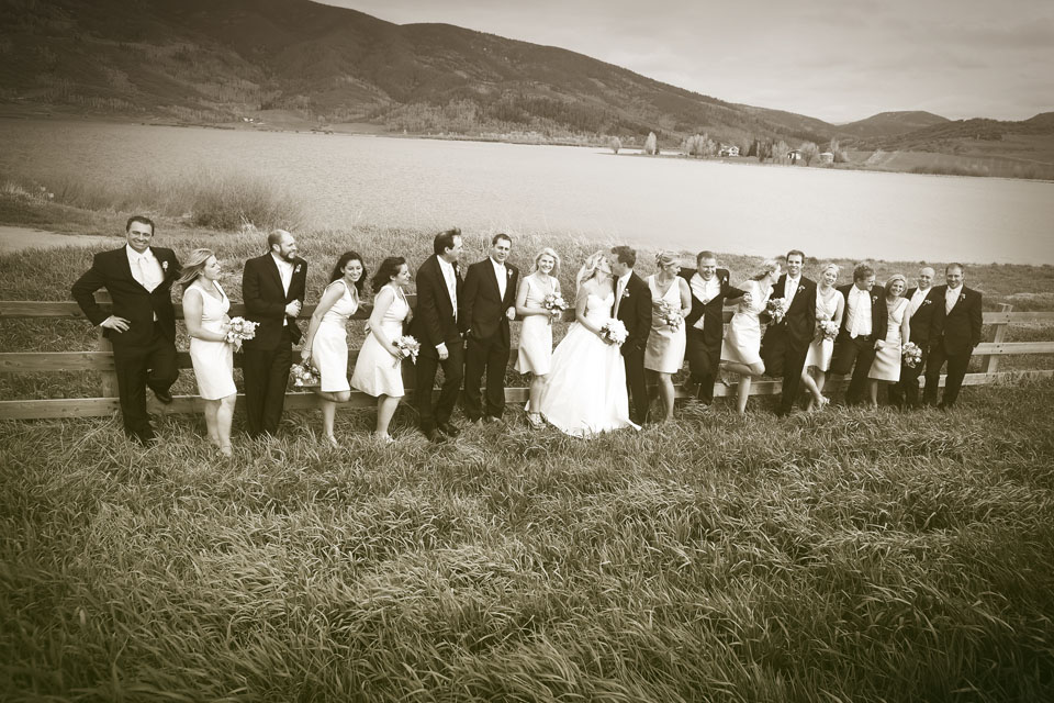 Steamboat wedding party portrait