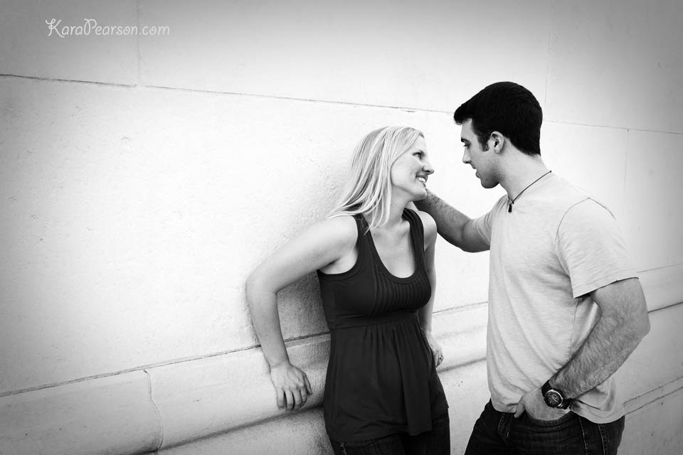 black and white engagement session