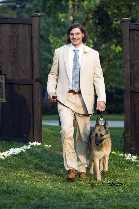 groom with dog