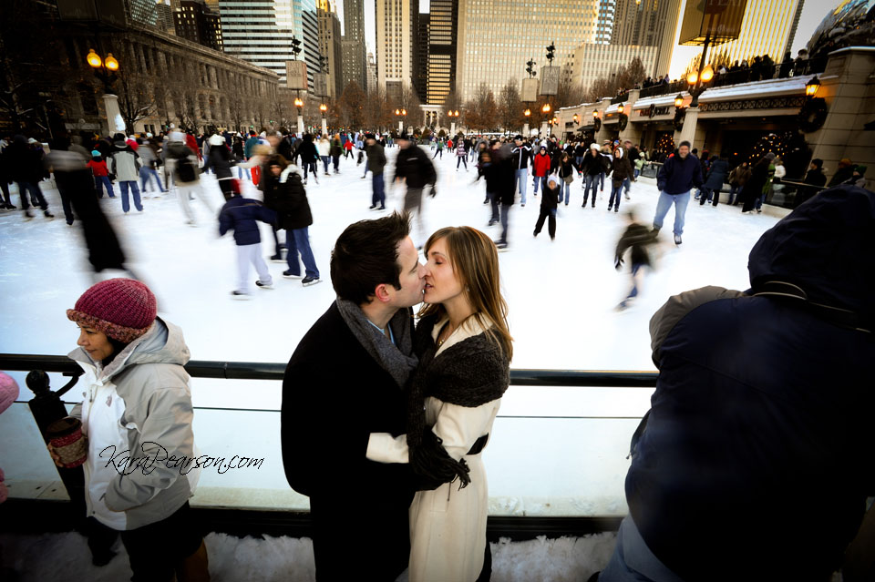 ice rink engagement photos