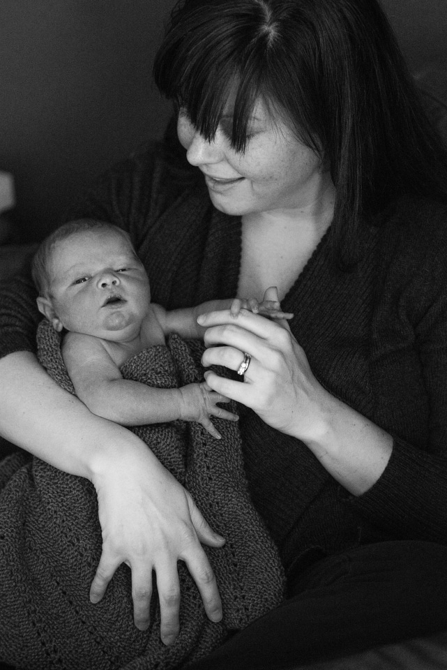 denver newborn in black and white