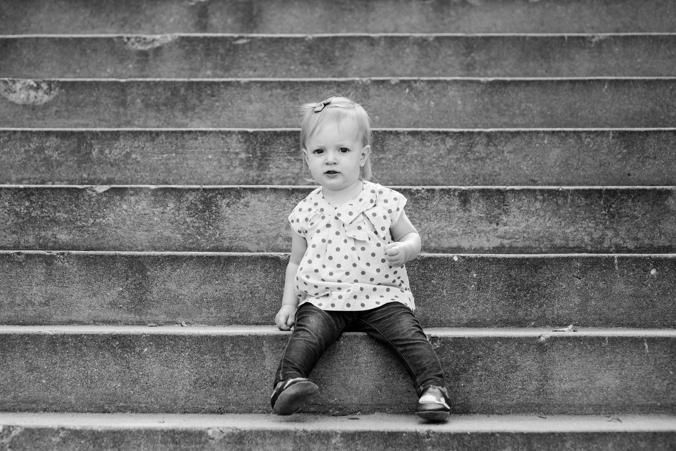 toddler girl on stairs